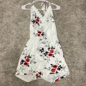 White romper with lace